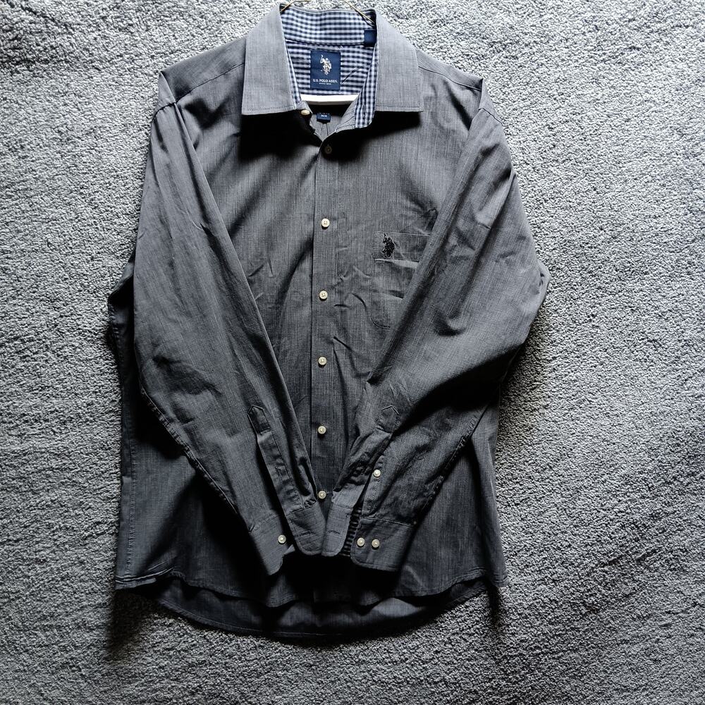 U.S. Polo Assn Men’s Button-Down Shirt XL Charcoal Gray Pocket Logo